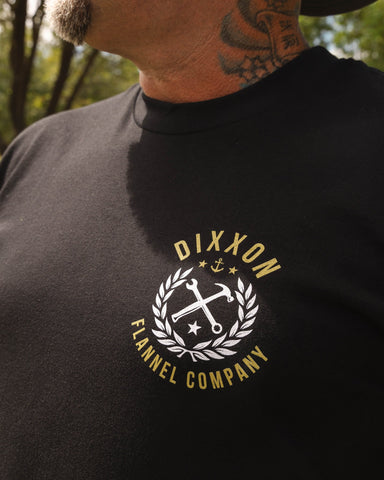 Gold & White Anchor Banner T-Shirt - Black