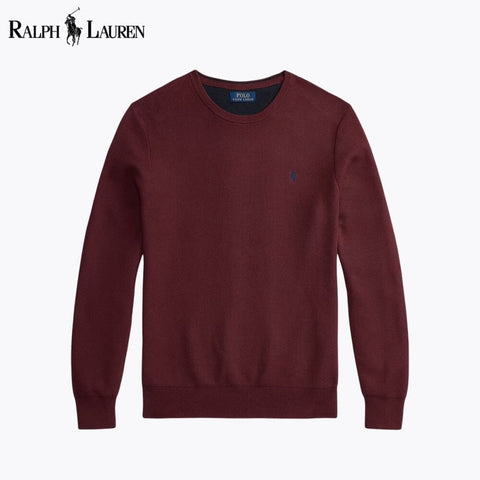 Ralph Lauren Mesh-Strick-Baumwollpullover mit Rundhalsausschnitt